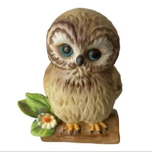 Vintage Ceramic Light Brown Owl Bird 3 in Figurine